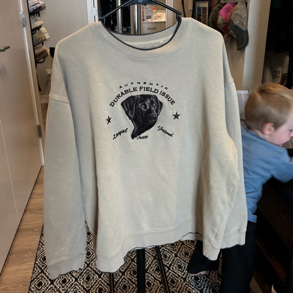 Croft & Barrow Mens Embroidered Black Lab Labrador Retriever Sweatshirt
